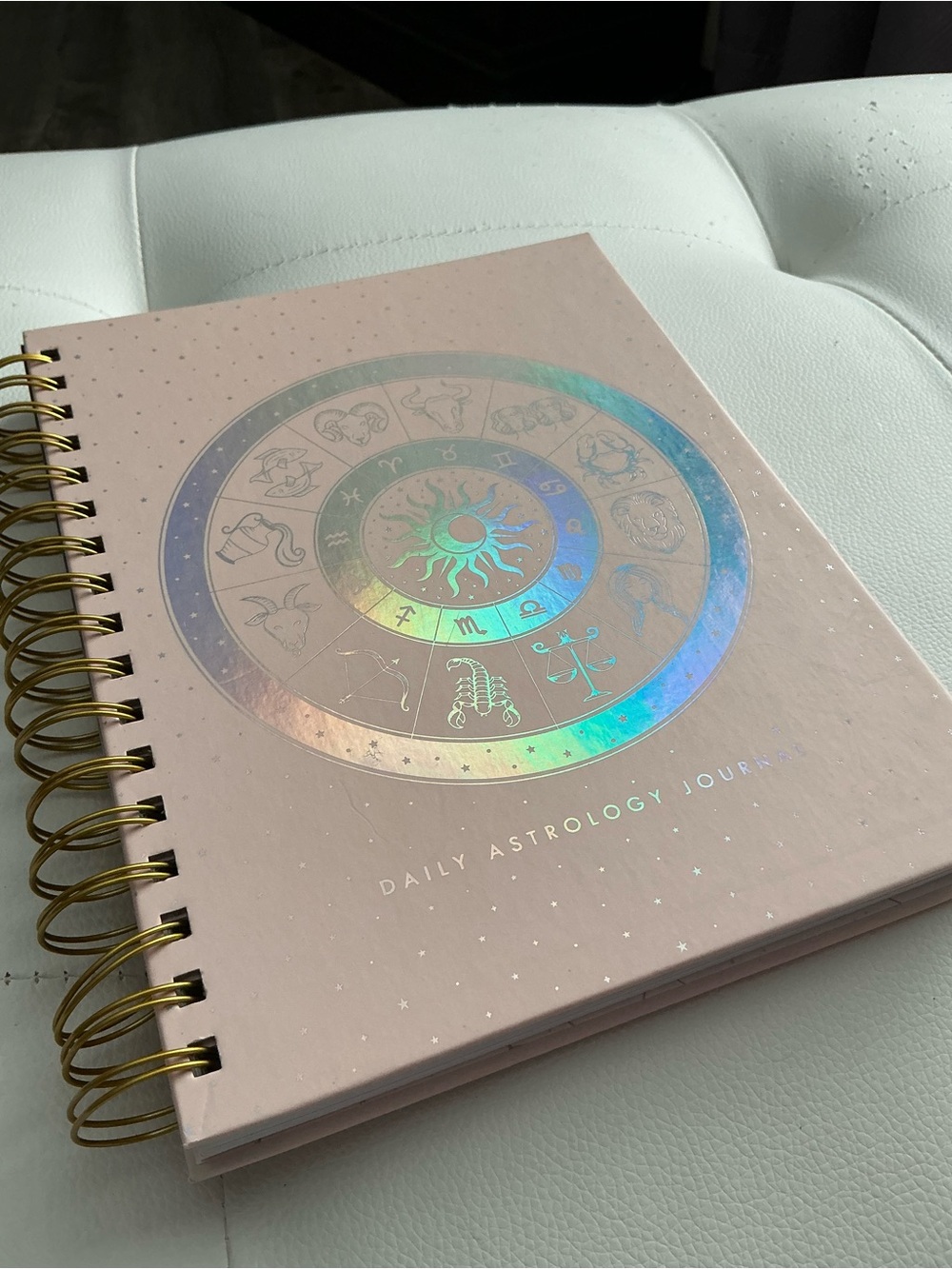 Holographic Zodiac Daily Astrology Journal - Pink Spiral Notebook